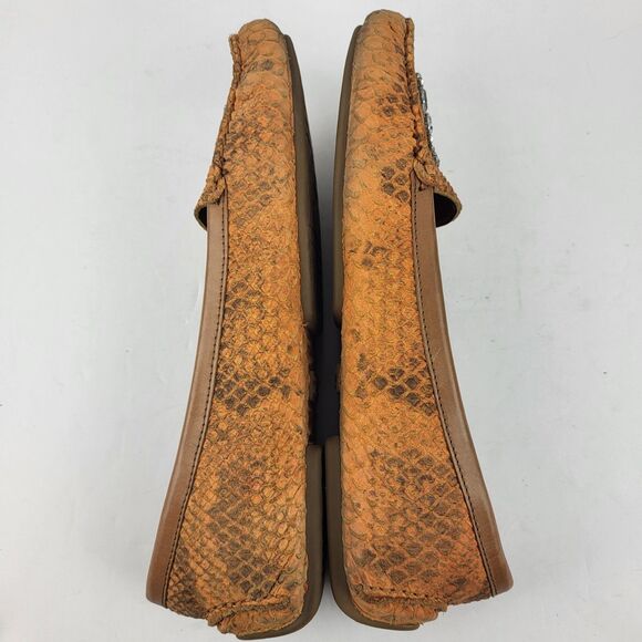 Donald J Pliner Mystic Beaded Flats Snakeskin Embellished Loafers Size 10M - Picture 5 of 11